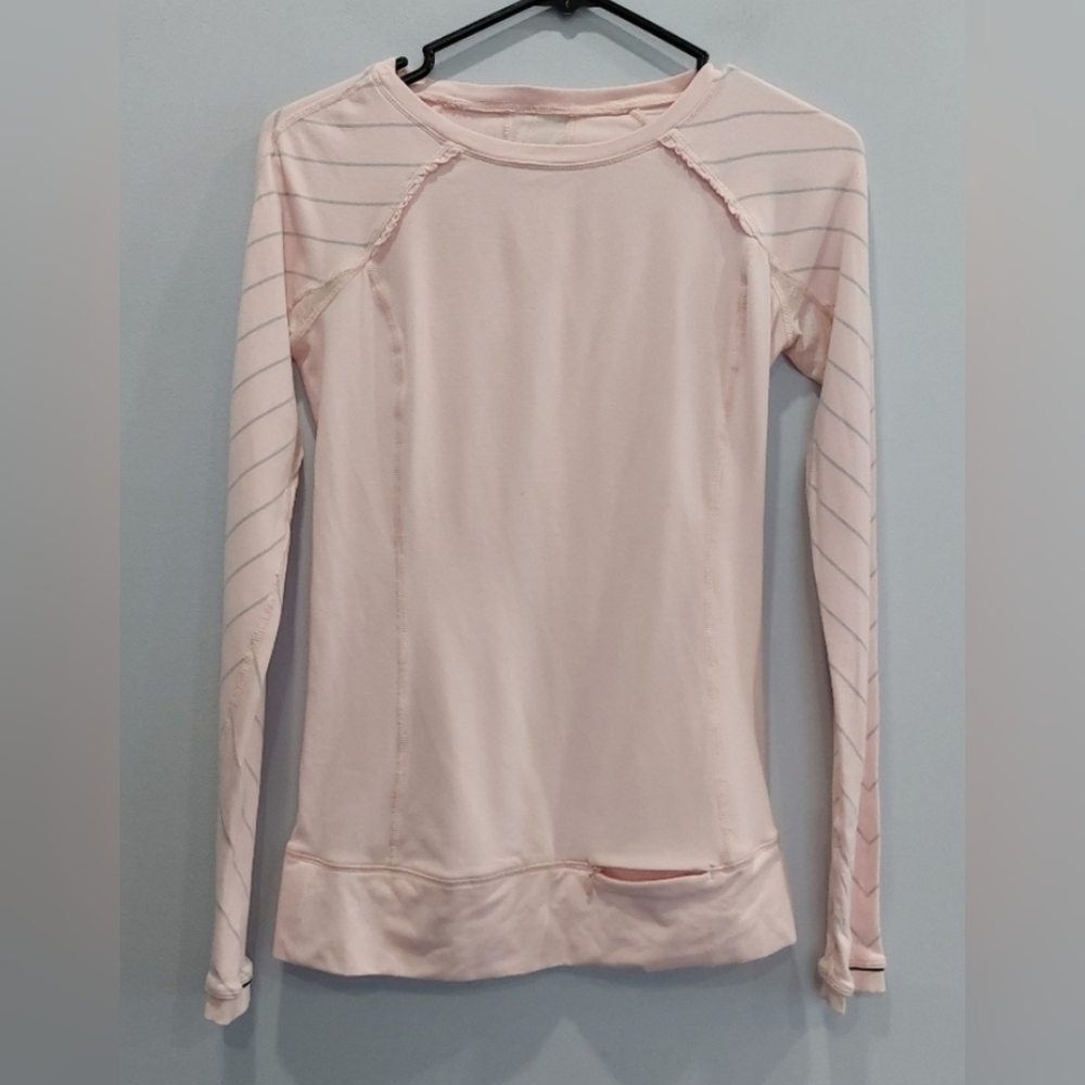 Lululemon Full Tilt Long sleeve top Pink/ Stripe